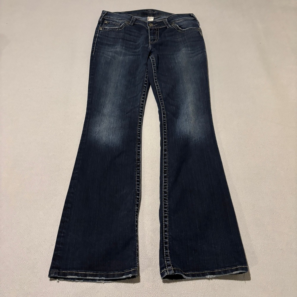 Silver Jeans Suki Surplus Womens Bootcut 30x34 Dark Wash Denim Contrast Stitch